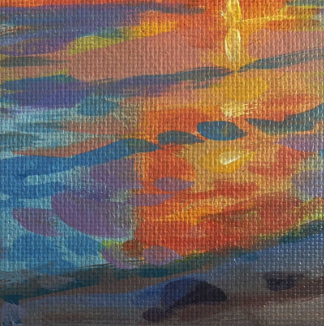 Acrylic painting Reflection of sunset in the sea Mykhailo Patskan - 7