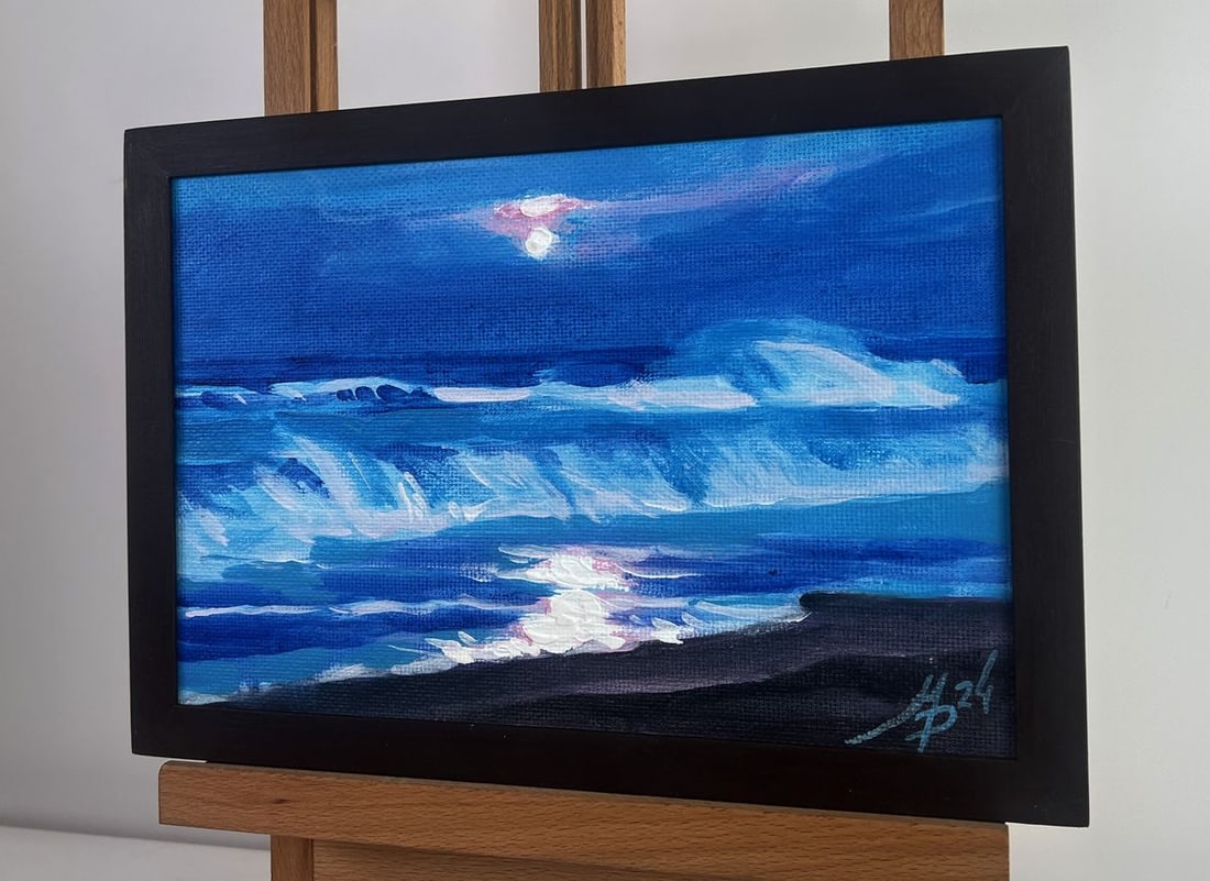 Acrylic painting The moon illuminates the sea Mykhailo Patskan - 2