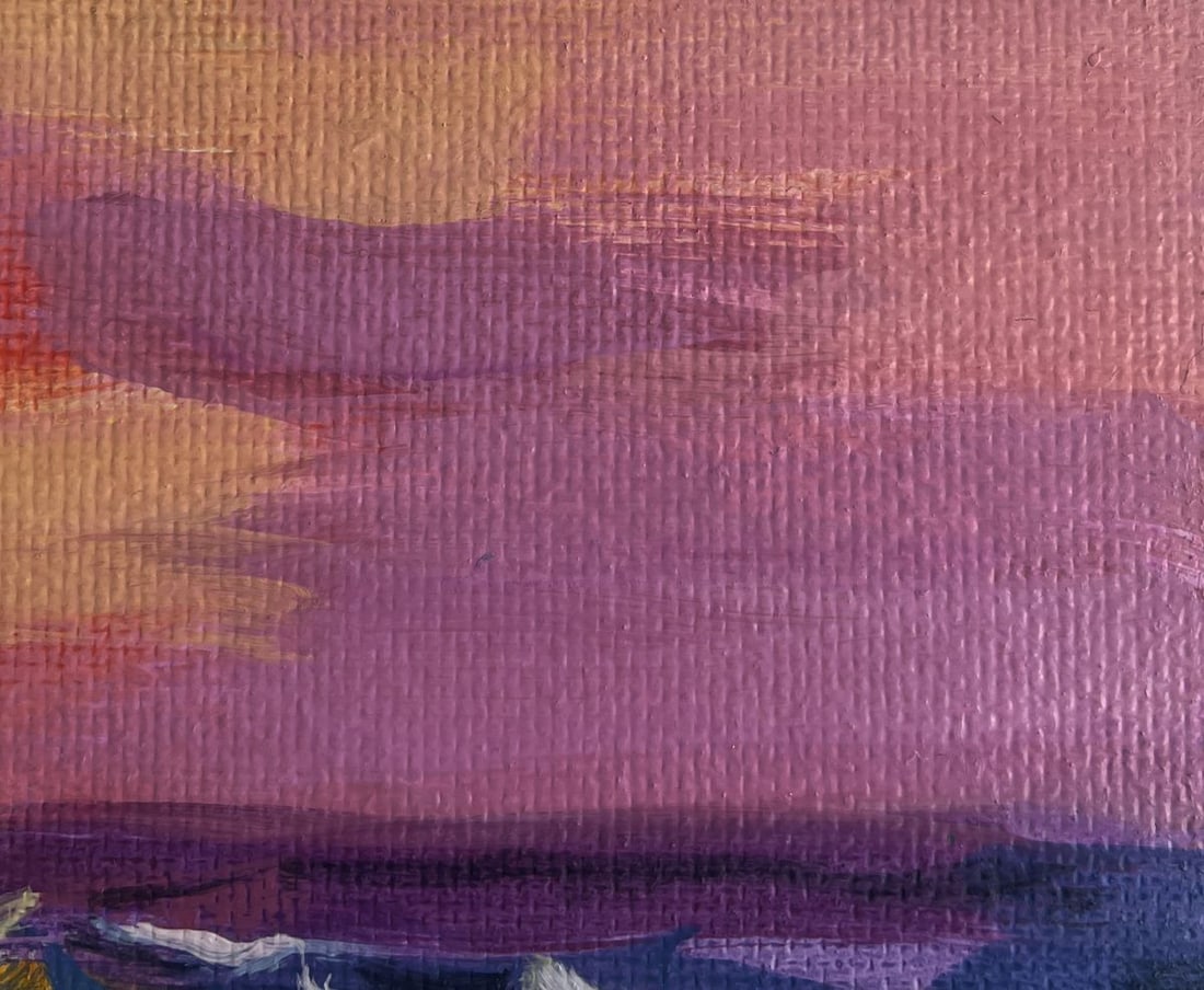 Acrylic painting Pink sunset at sea Mykhailo Patskan - 4