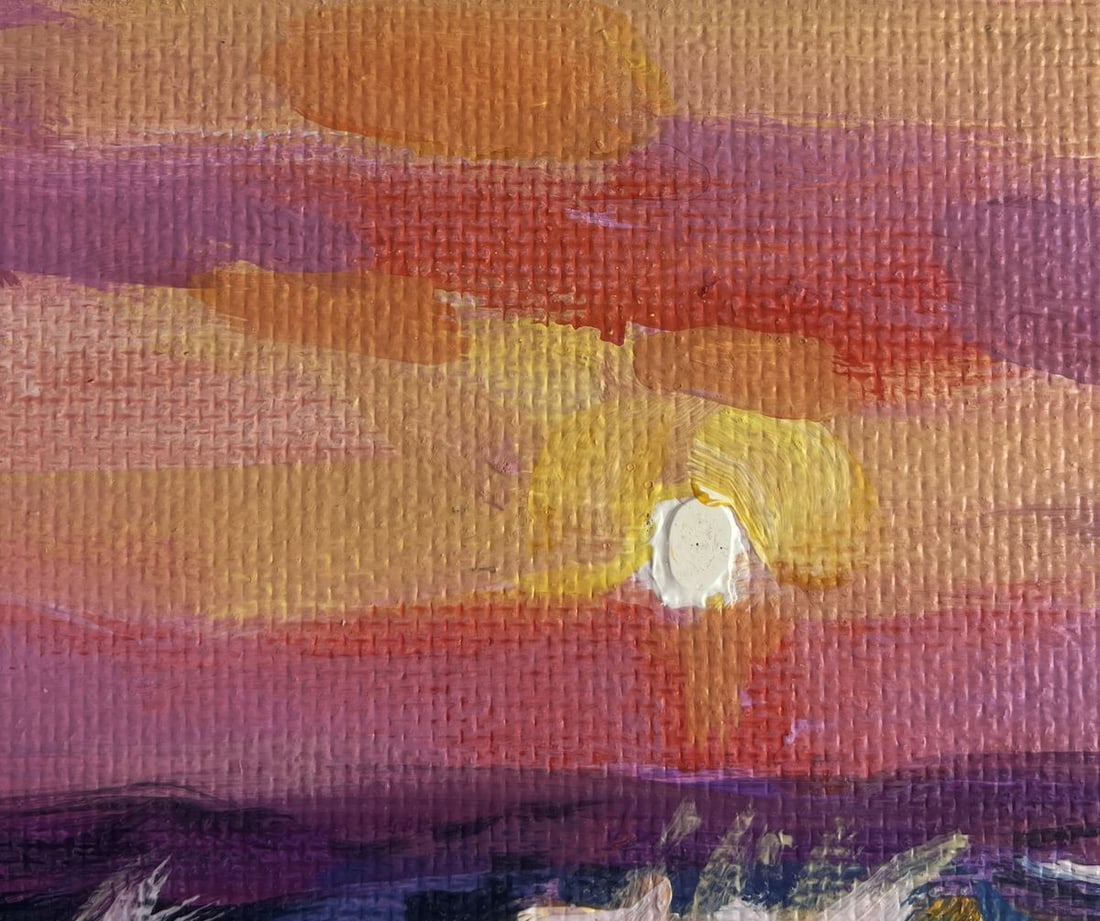 Acrylic painting Pink sunset at sea Mykhailo Patskan - 5