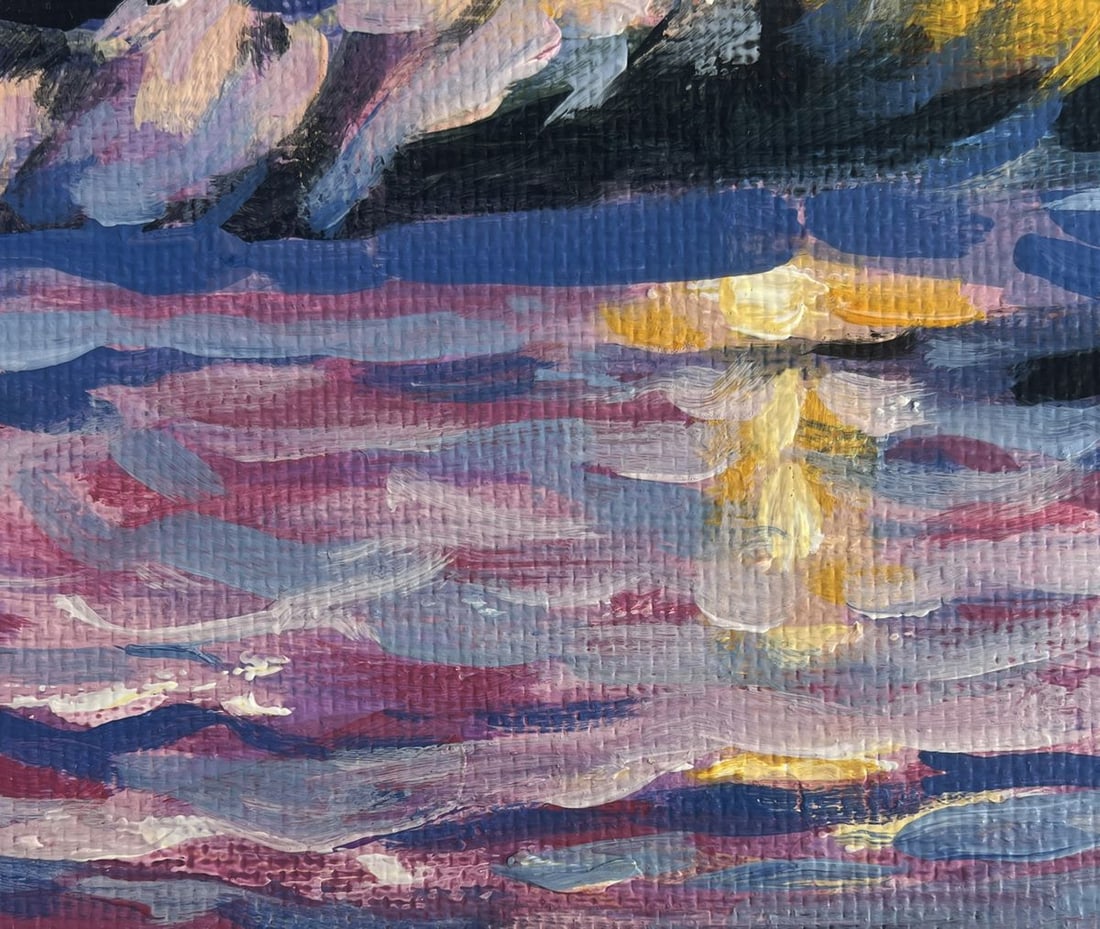Acrylic painting Pink sunset at sea Mykhailo Patskan - 7