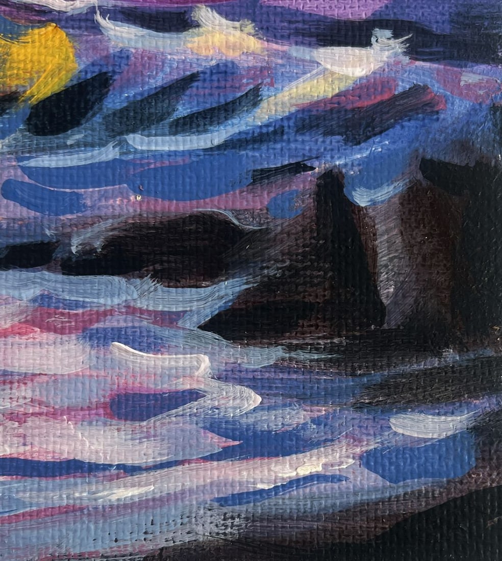 Acrylic painting Pink sunset at sea Mykhailo Patskan - 8