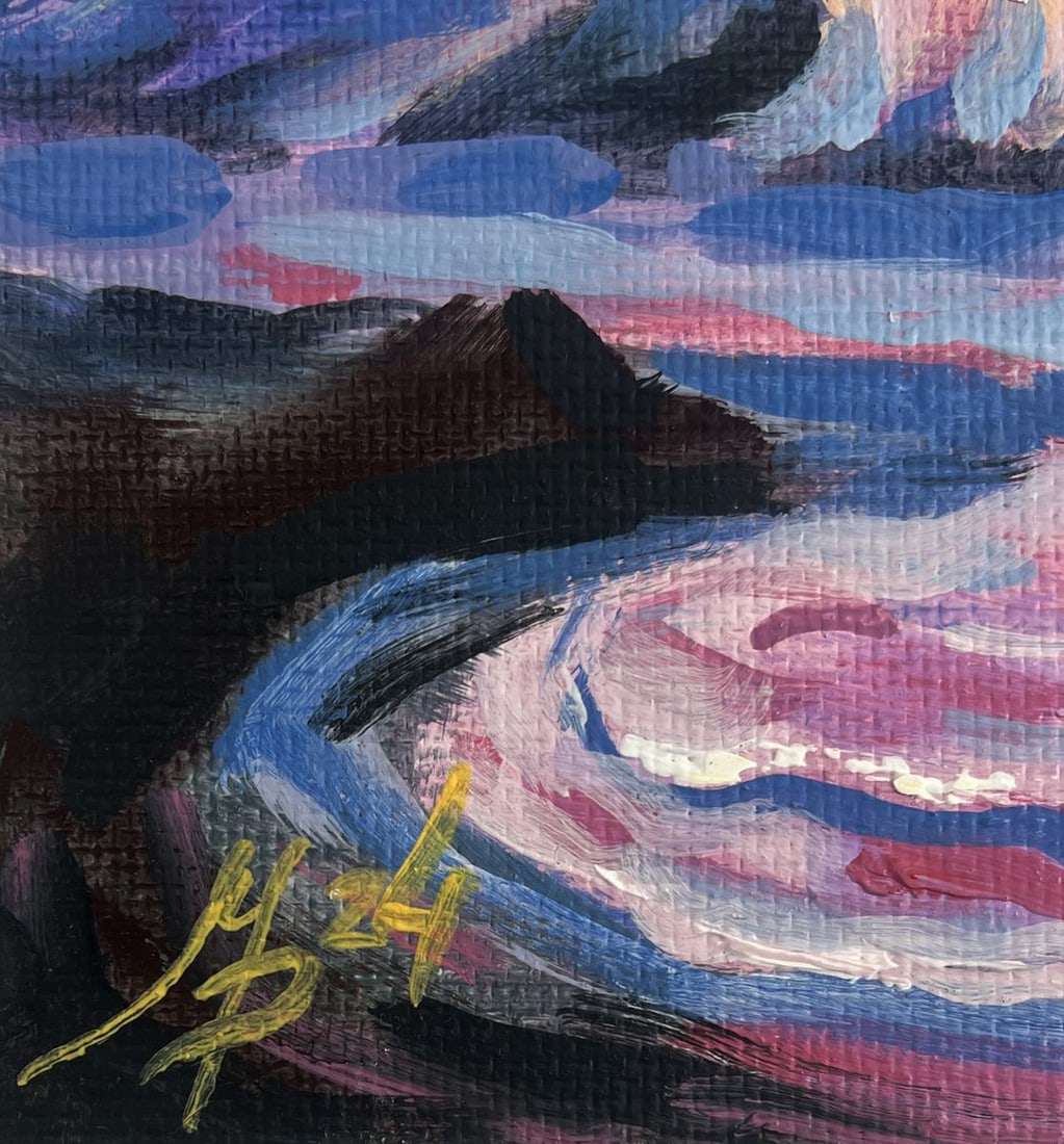 Acrylic painting Pink sunset at sea Mykhailo Patskan - 9