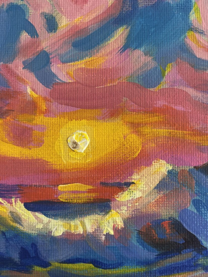 Acrylic painting Gentle sunset and raging waves Mykhailo Patskan - 6