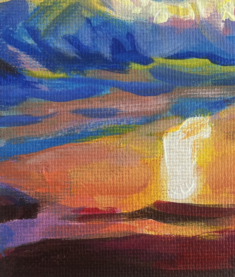 Acrylic painting Gentle sunset and raging waves Mykhailo Patskan - 7