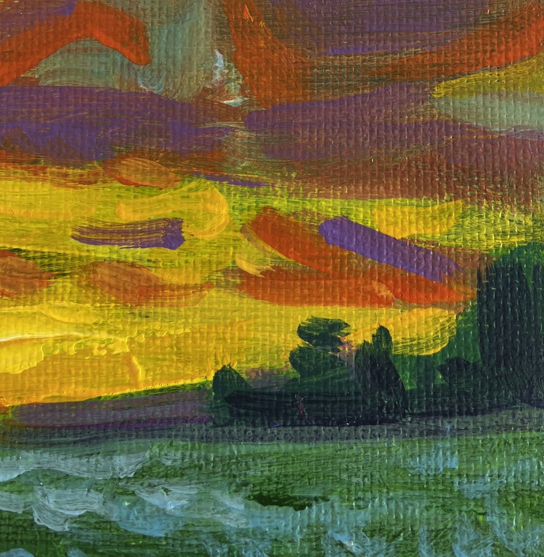 Acrylic painting Chamomile field at sunset Mykhailo Patskan - 4