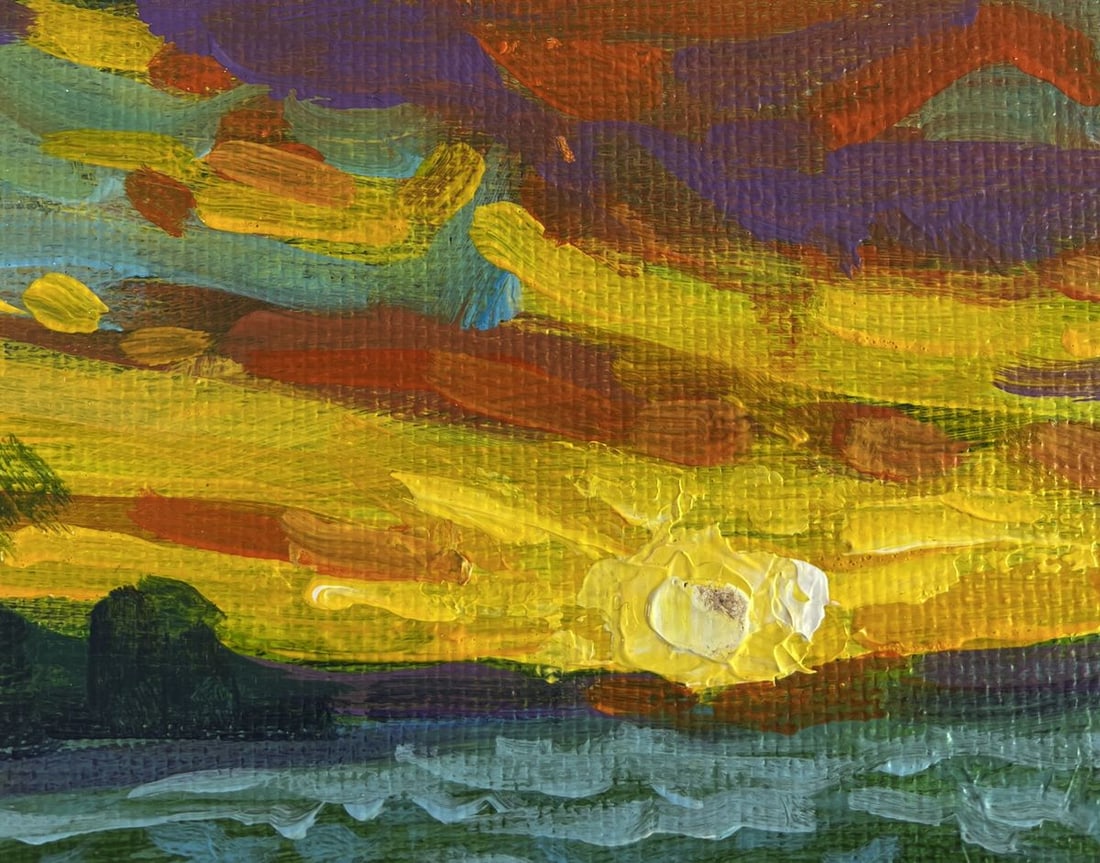 Acrylic painting Chamomile field at sunset Mykhailo Patskan - 5