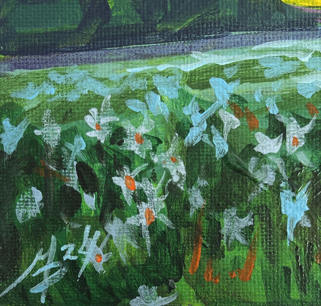 Acrylic painting Chamomile field at sunset Mykhailo Patskan - 9