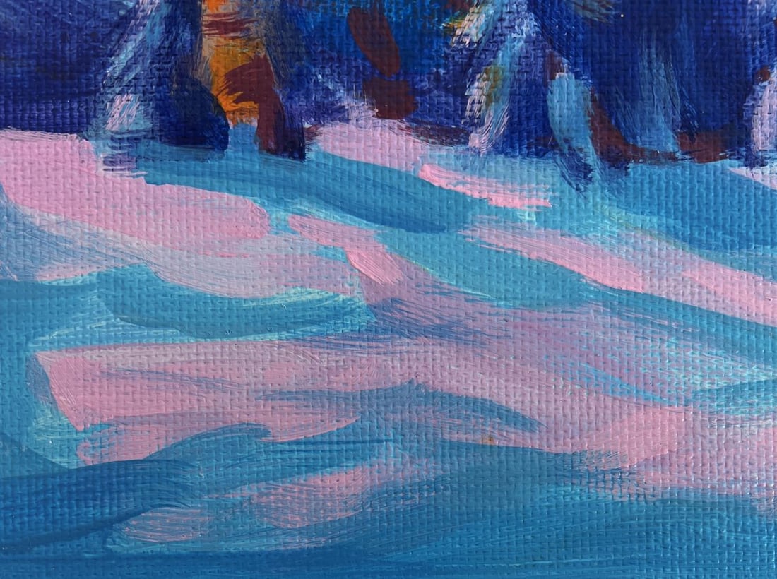 Acrylic painting Winter orange sunset Mykhailo Patskan - 8