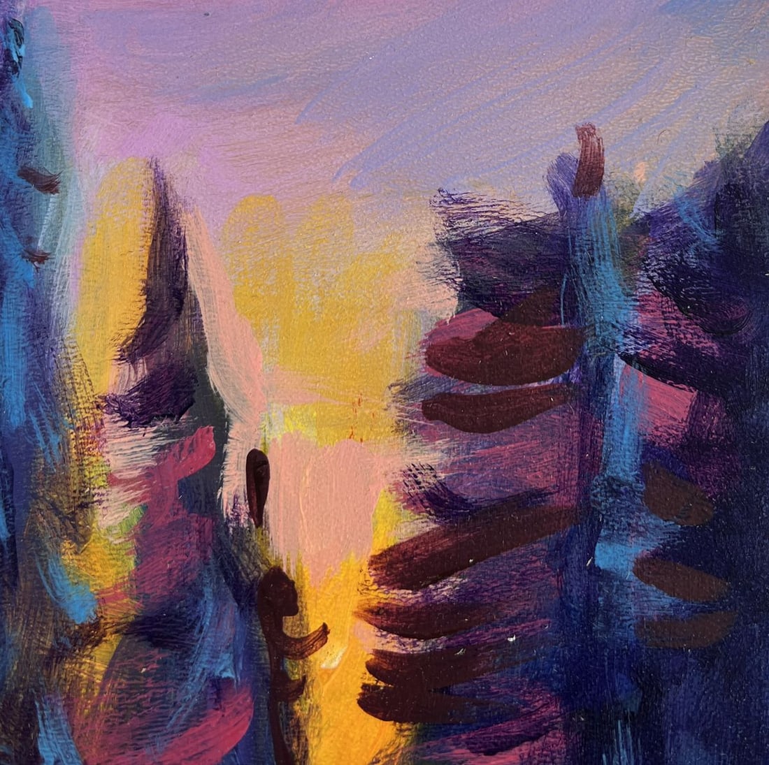 Acrylic painting Sunset behind the forest Mykhailo Patskan - 4