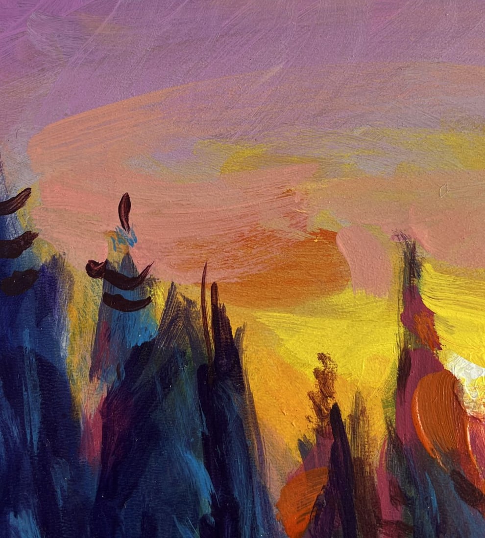 Acrylic painting Sunset behind the forest Mykhailo Patskan - 6