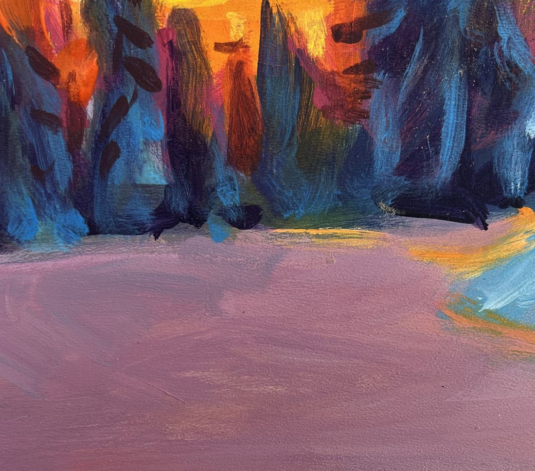 Acrylic painting Sunset behind the forest Mykhailo Patskan - 7