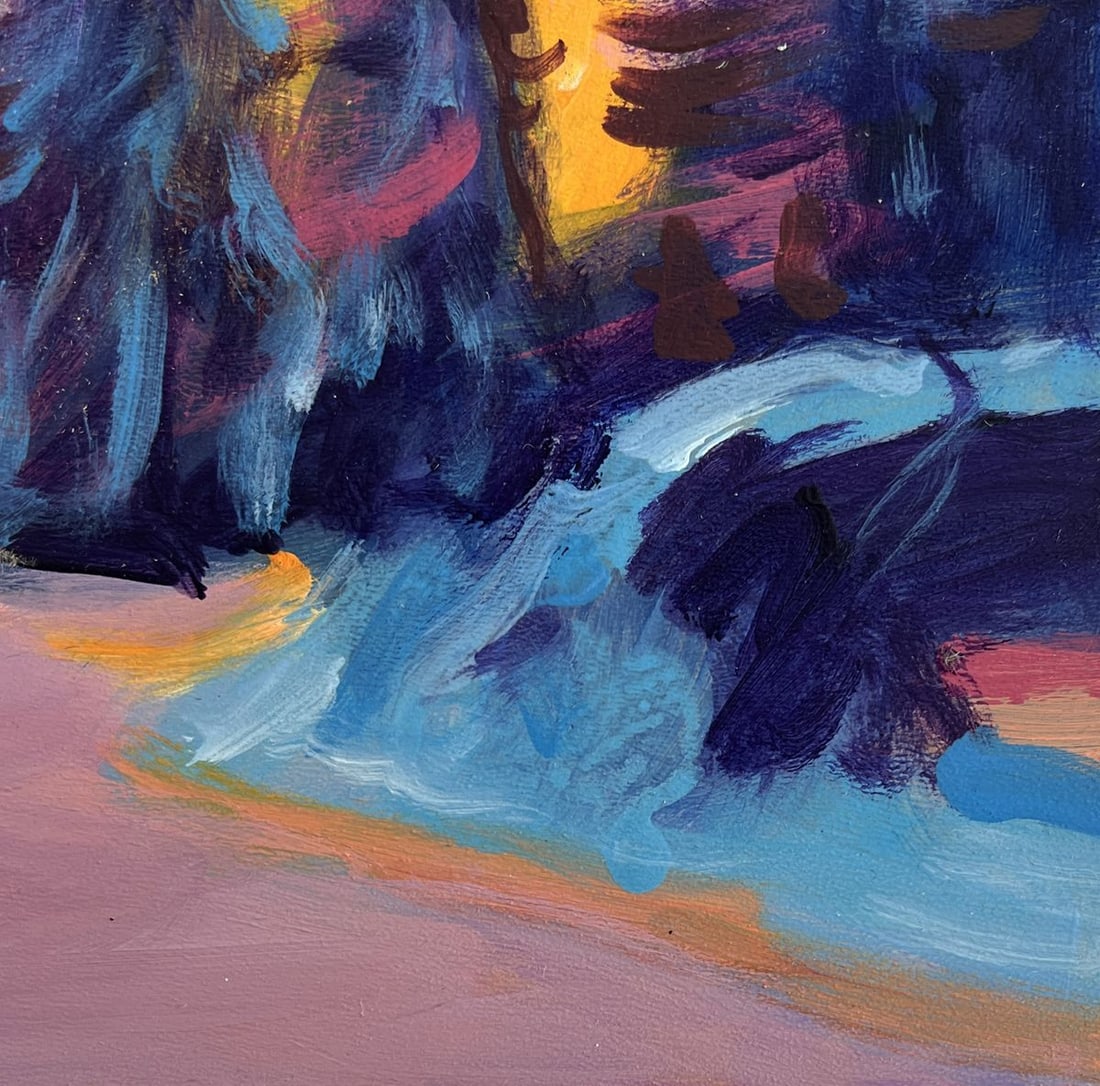 Acrylic painting Sunset behind the forest Mykhailo Patskan - 8