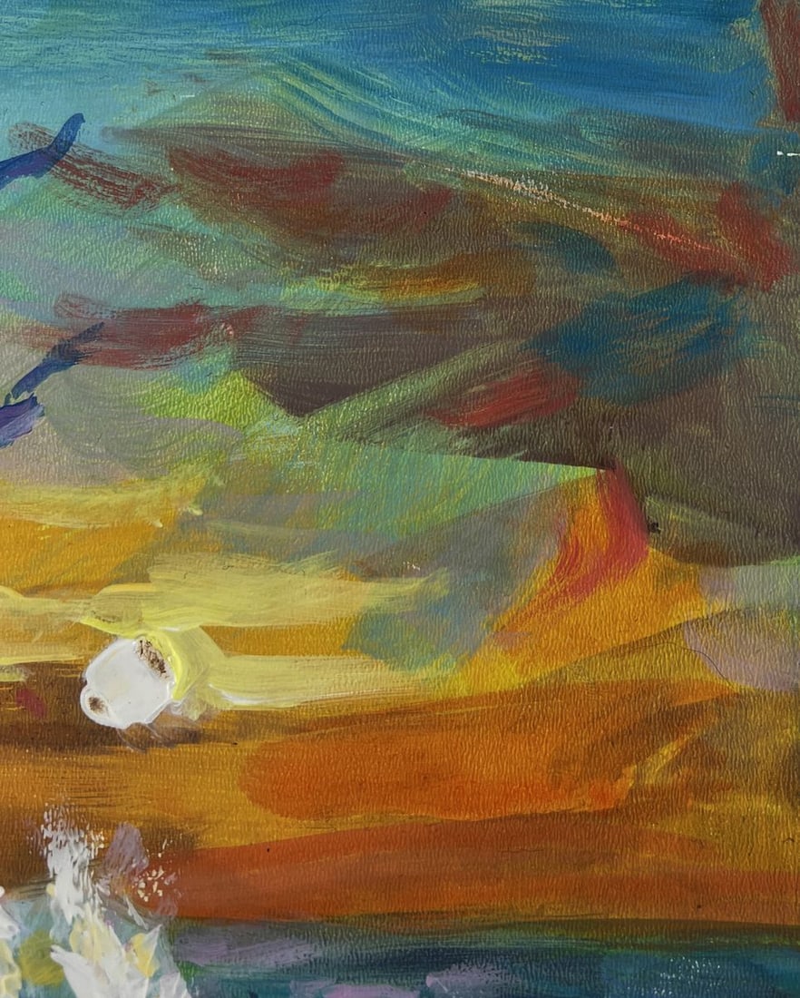 Acrylic painting Seagulls over the sea and sunset Mykhailo Patskan - 4