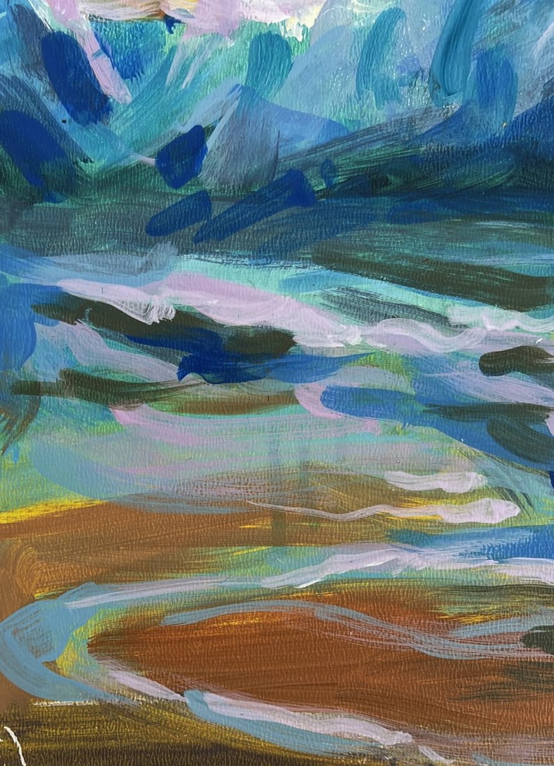 Acrylic painting Seagulls over the sea and sunset Mykhailo Patskan - 6