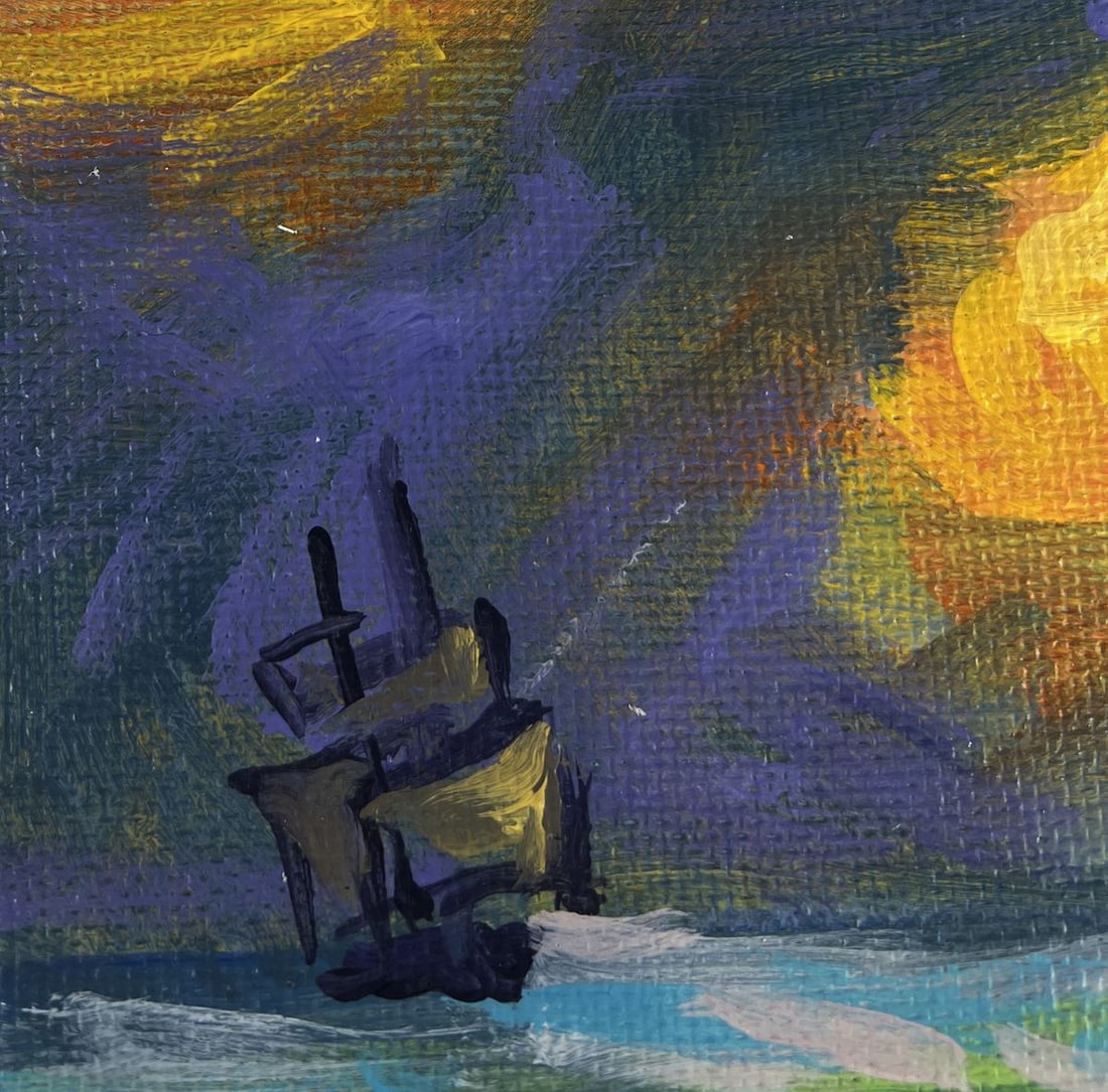 Acrylic painting Golden Sea Route into the Sunset Mykhailo Patskan - 6