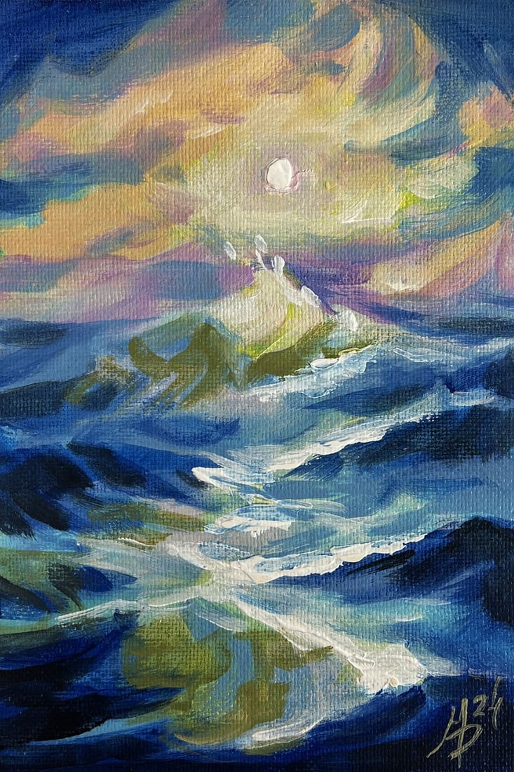Acrylic painting Sunset behind the clouds Mykhailo Patskan - 3