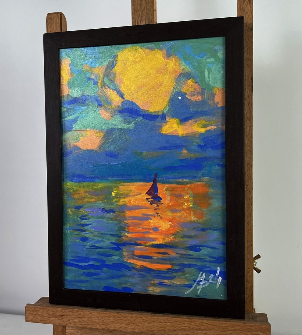 Acrylic painting Romantic sea sunset Mykhailo Patskan - 2
