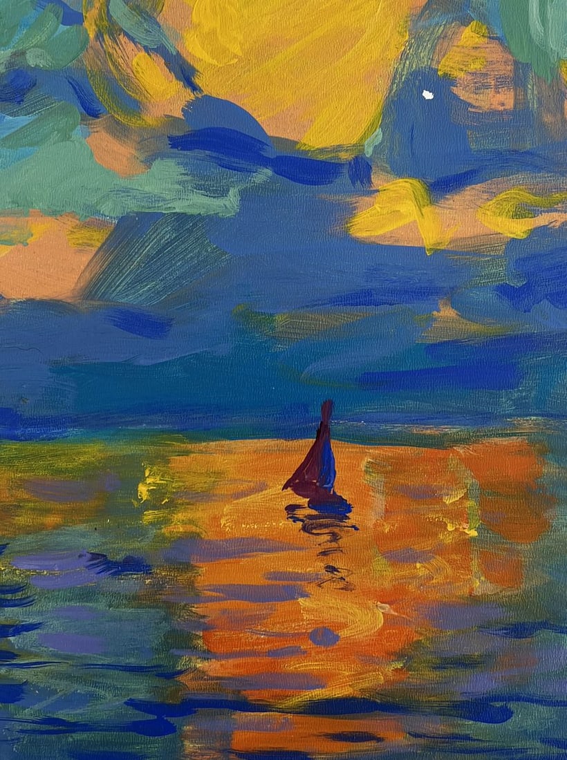 Acrylic painting Romantic sea sunset Mykhailo Patskan - 8