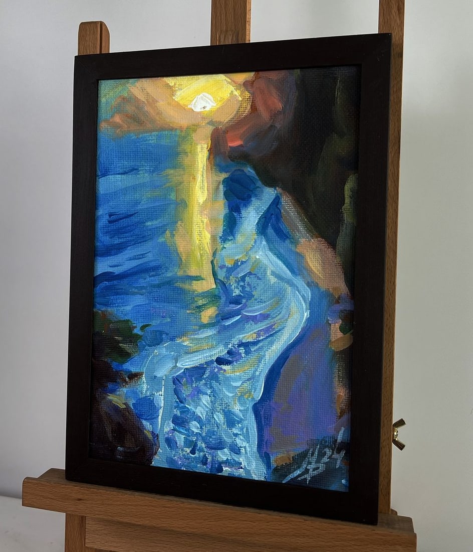 Acrylic painting Yellow sunset at sea Mykhailo Patskan - 2