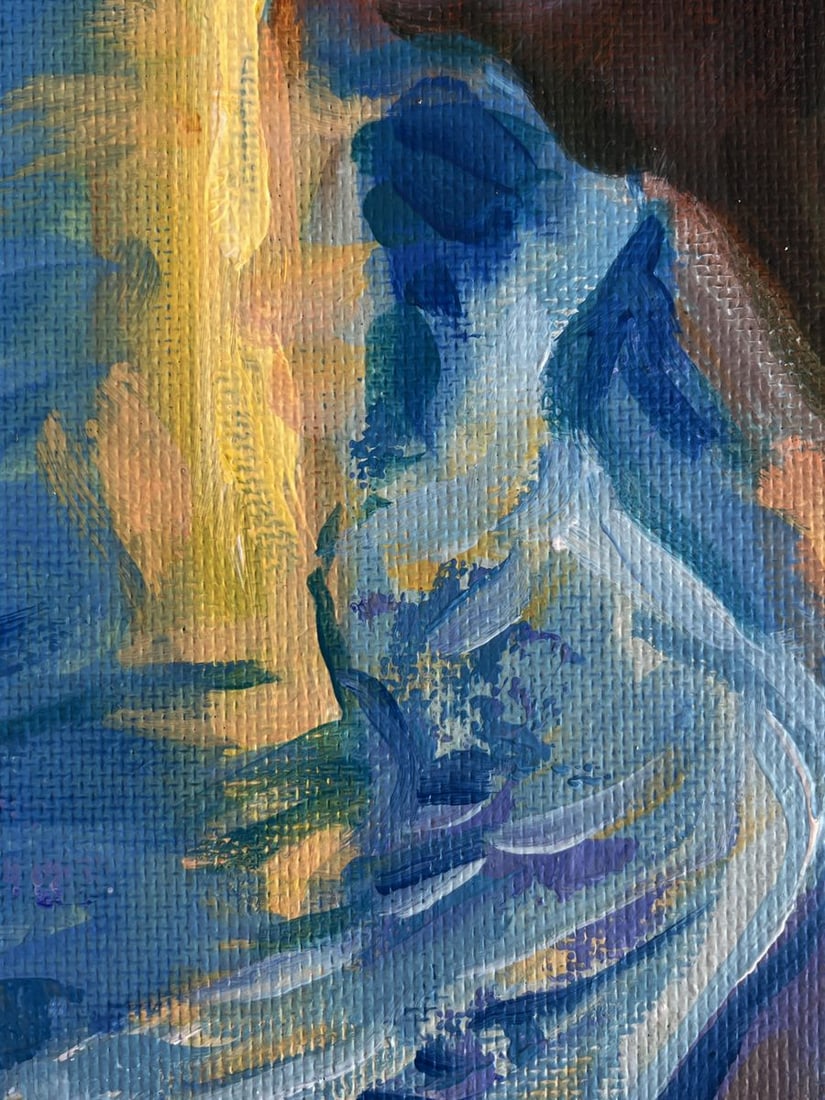 Acrylic painting Yellow sunset at sea Mykhailo Patskan - 6