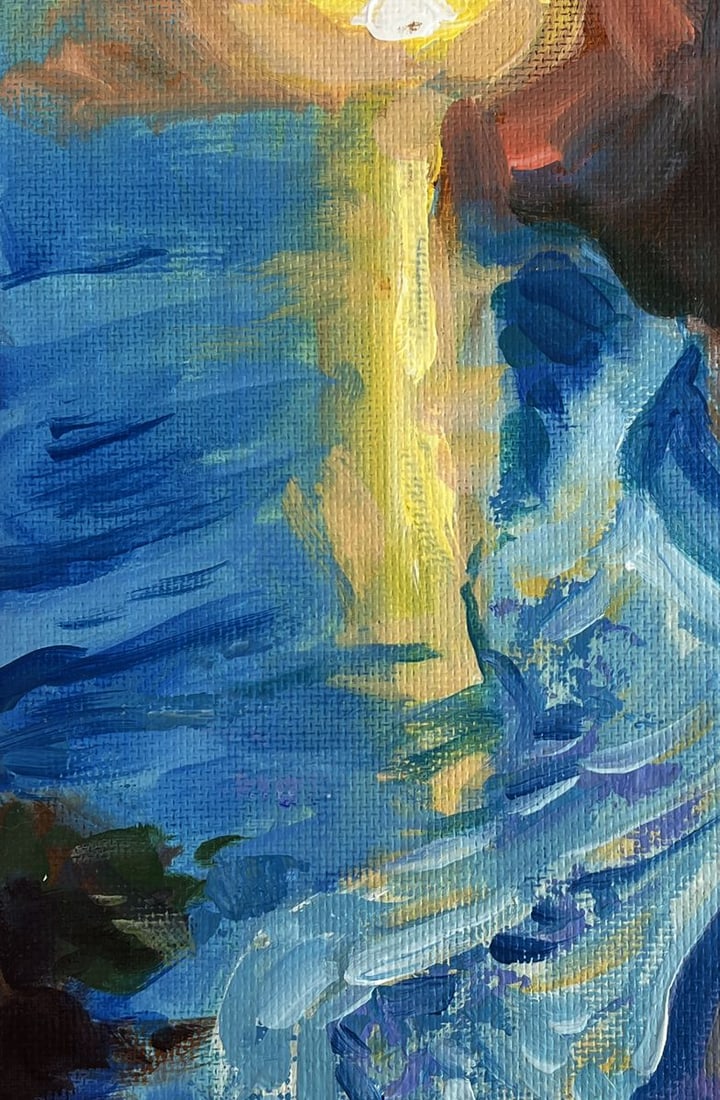 Acrylic painting Yellow sunset at sea Mykhailo Patskan - 8