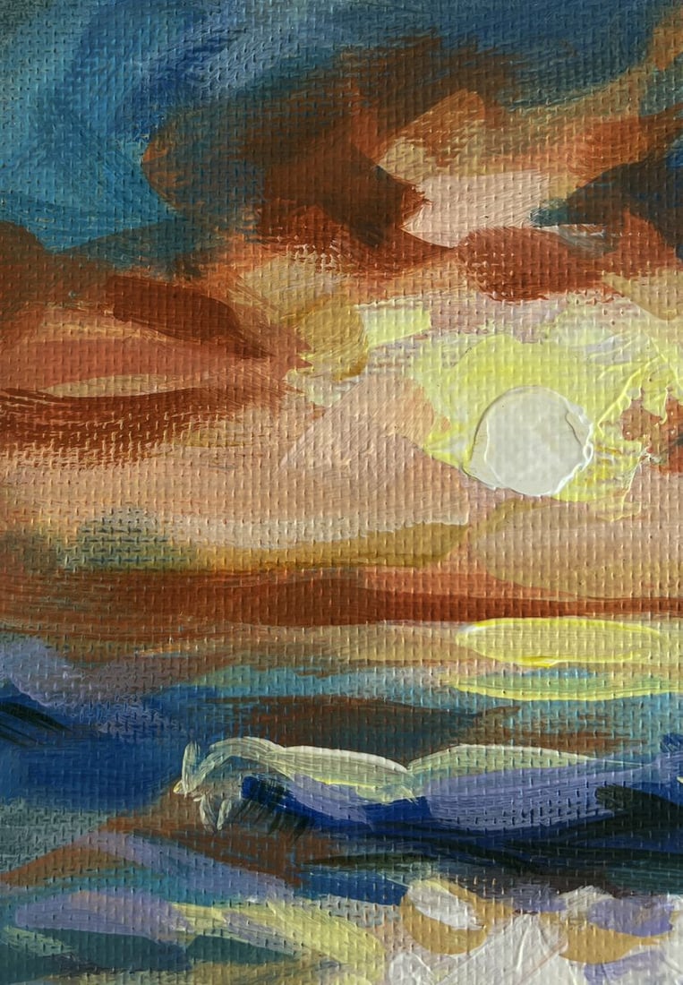 Acrylic painting Fiery sun above the horizon Mykhailo Patskan - 5