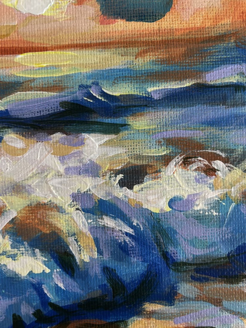 Acrylic painting Fiery sun above the horizon Mykhailo Patskan - 6