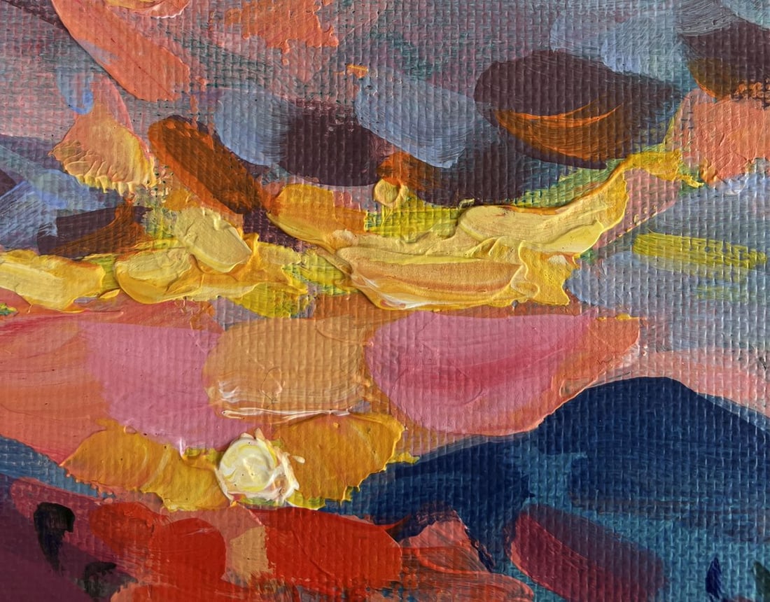Acrylic painting Sunset haze over the mountains Mykhailo Patskan - 5