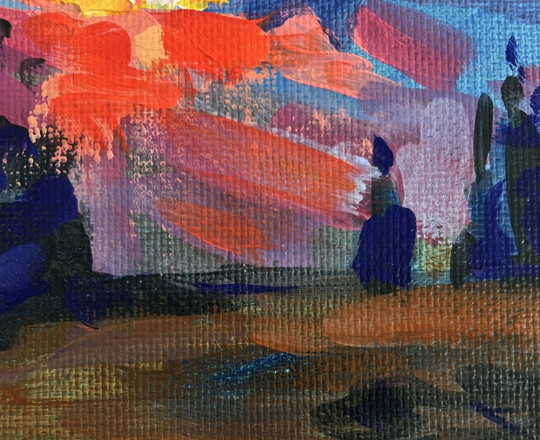 Acrylic painting Sunset haze over the mountains Mykhailo Patskan - 7