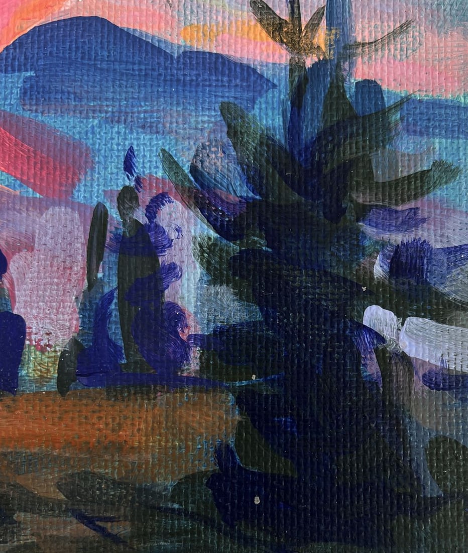Acrylic painting Sunset haze over the mountains Mykhailo Patskan - 8
