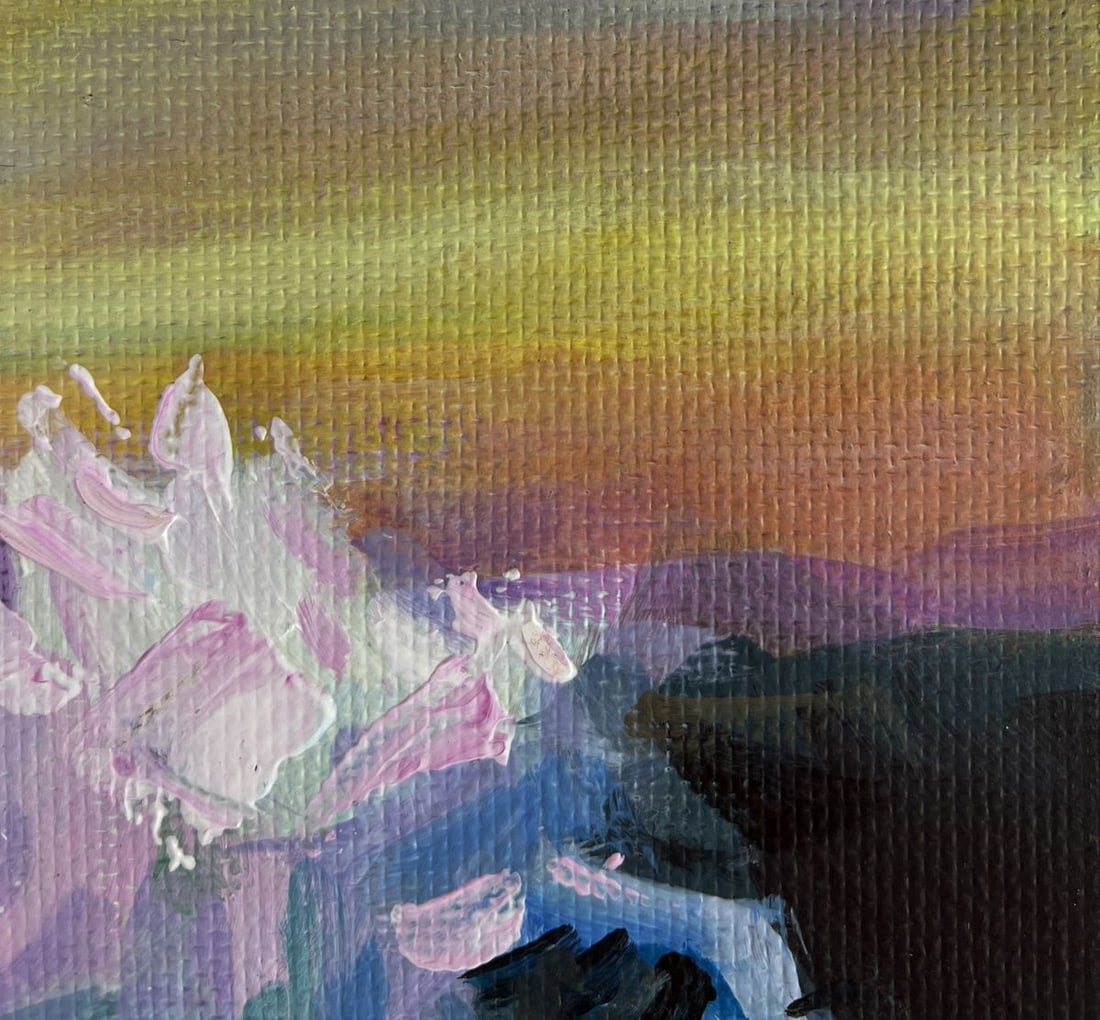 Acrylic painting Sunset waves crashing on the rocks Mykhailo Patskan - 4