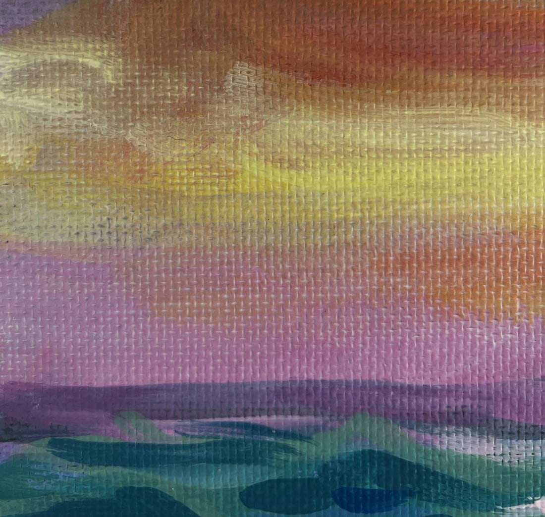Acrylic painting Sunset waves crashing on the rocks Mykhailo Patskan - 6