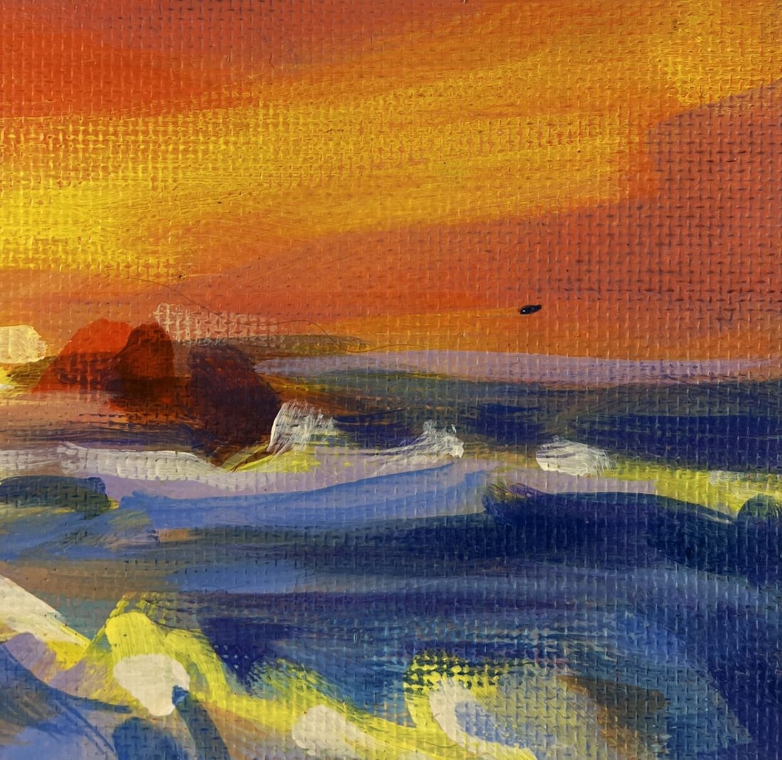 Acrylic painting Romantic sunset with sea waves Mykhailo Patskan - 4