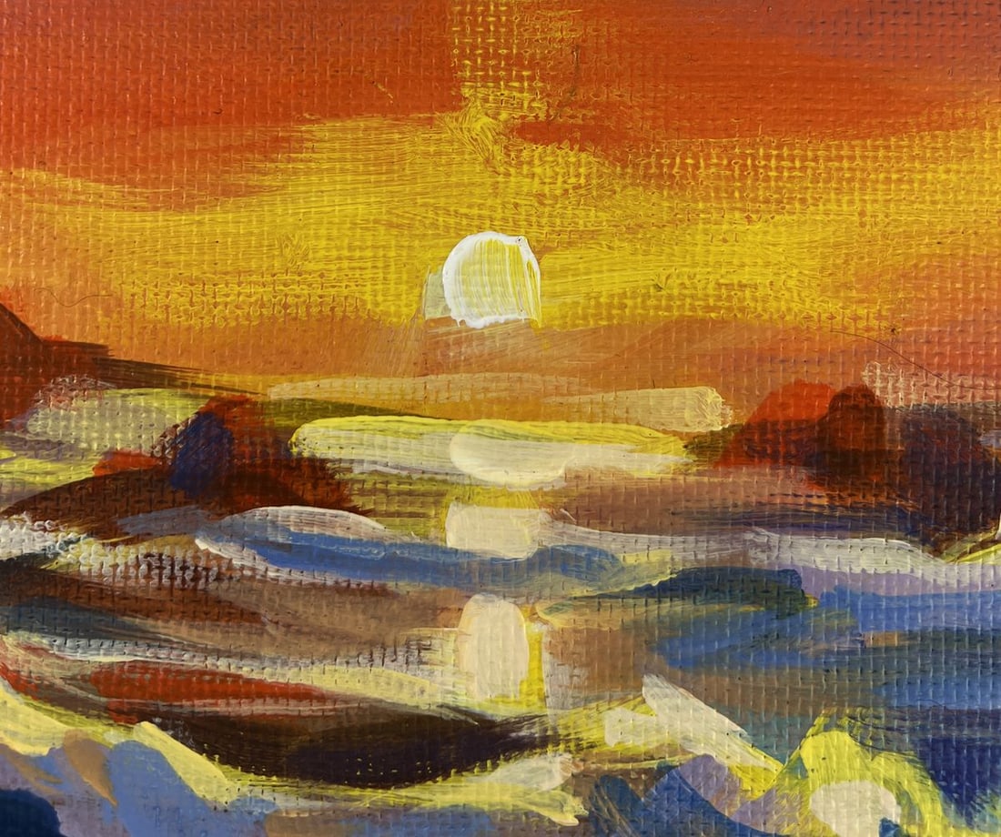 Acrylic painting Romantic sunset with sea waves Mykhailo Patskan - 5