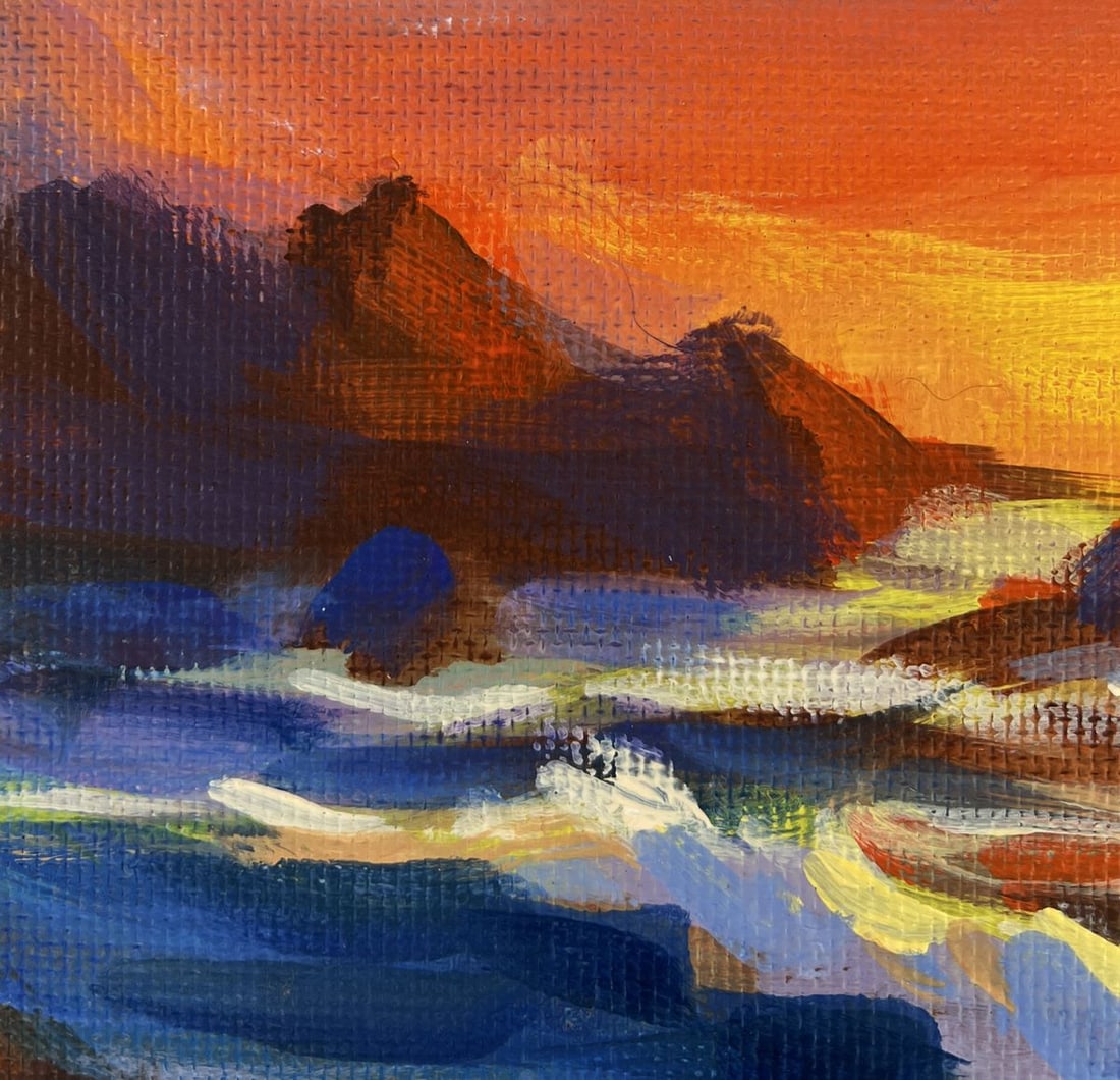 Acrylic painting Romantic sunset with sea waves Mykhailo Patskan - 6