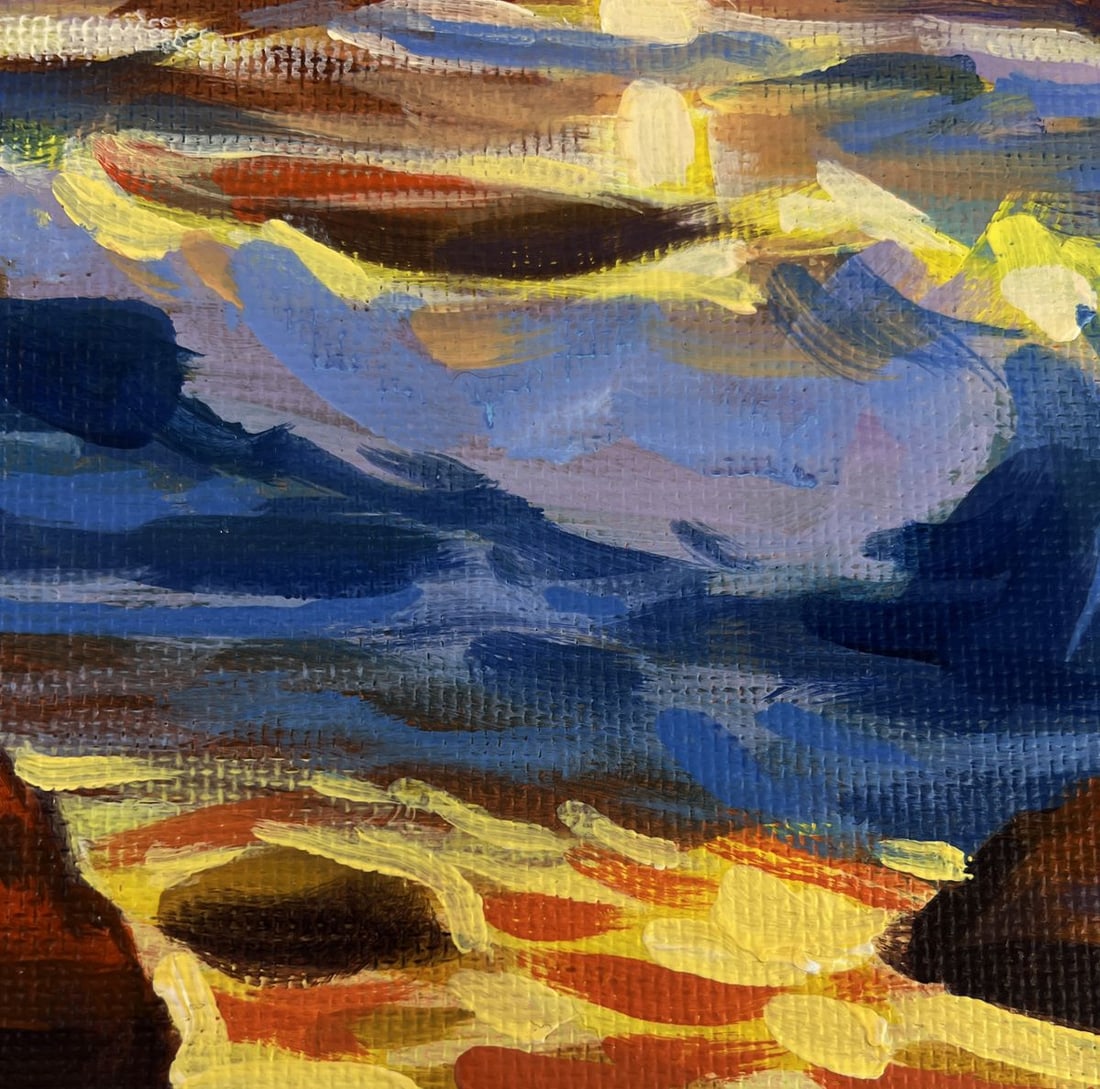 Acrylic painting Romantic sunset with sea waves Mykhailo Patskan - 7