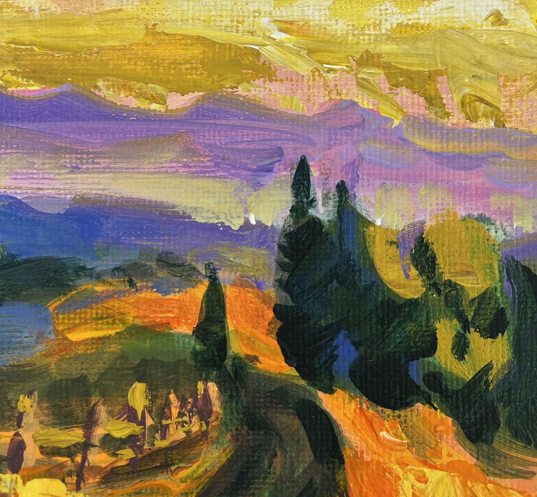 Acrylic painting Mountain path and sunset Mykhailo Patskan - 4