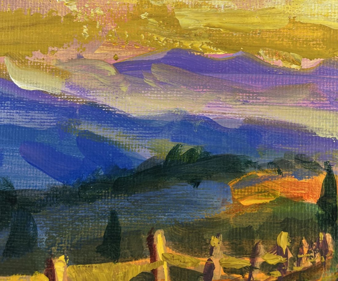 Acrylic painting Mountain path and sunset Mykhailo Patskan - 5