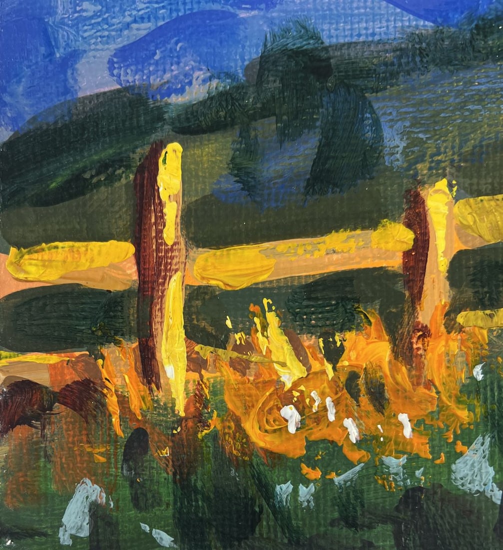 Acrylic painting Mountain path and sunset Mykhailo Patskan - 7