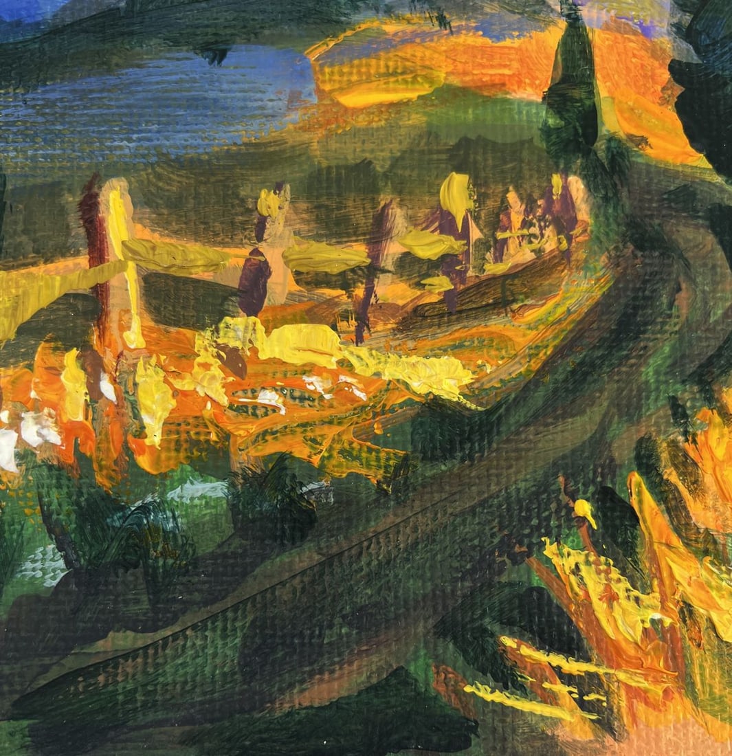 Acrylic painting Mountain path and sunset Mykhailo Patskan - 8