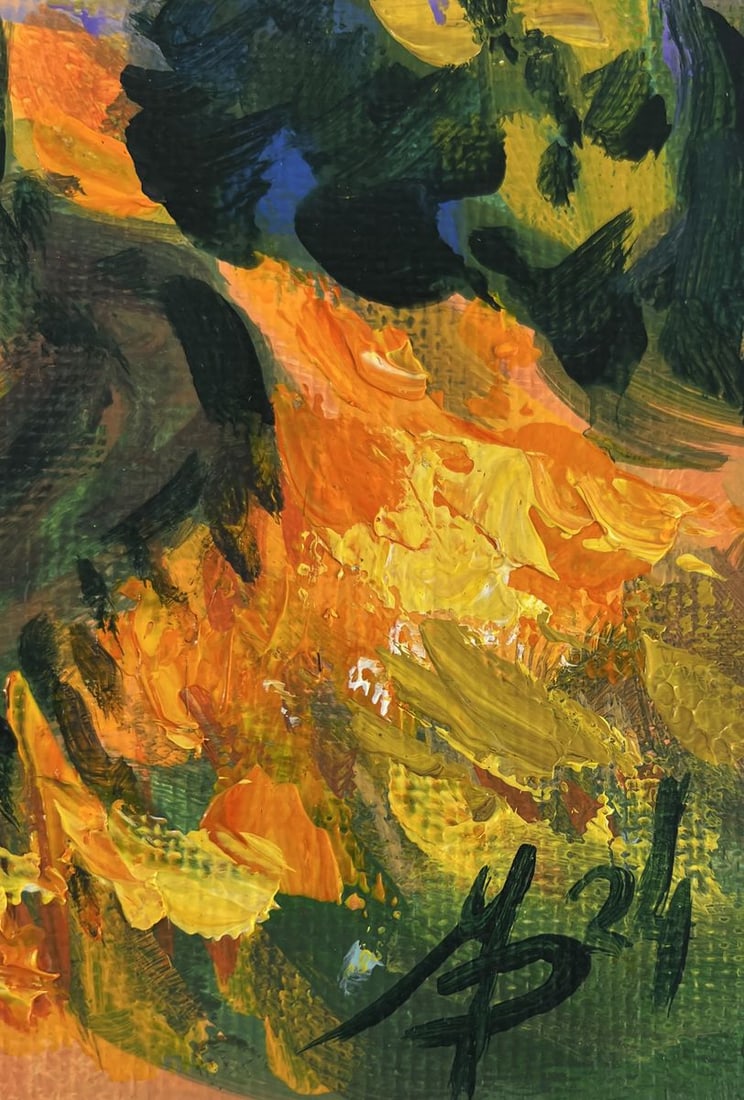 Acrylic painting Mountain path and sunset Mykhailo Patskan - 9