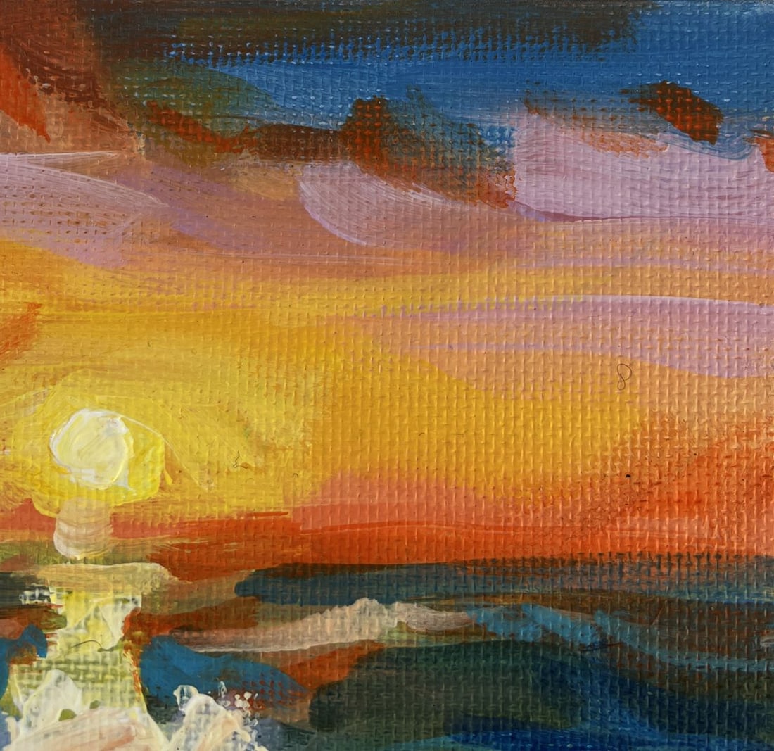 Acrylic painting Yellow sunset at sea Mykhailo Patskan - 4