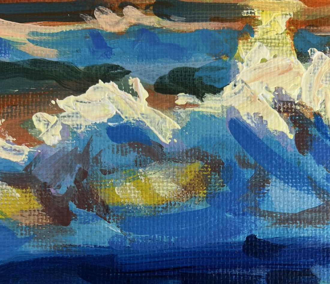 Acrylic painting Yellow sunset at sea Mykhailo Patskan - 7