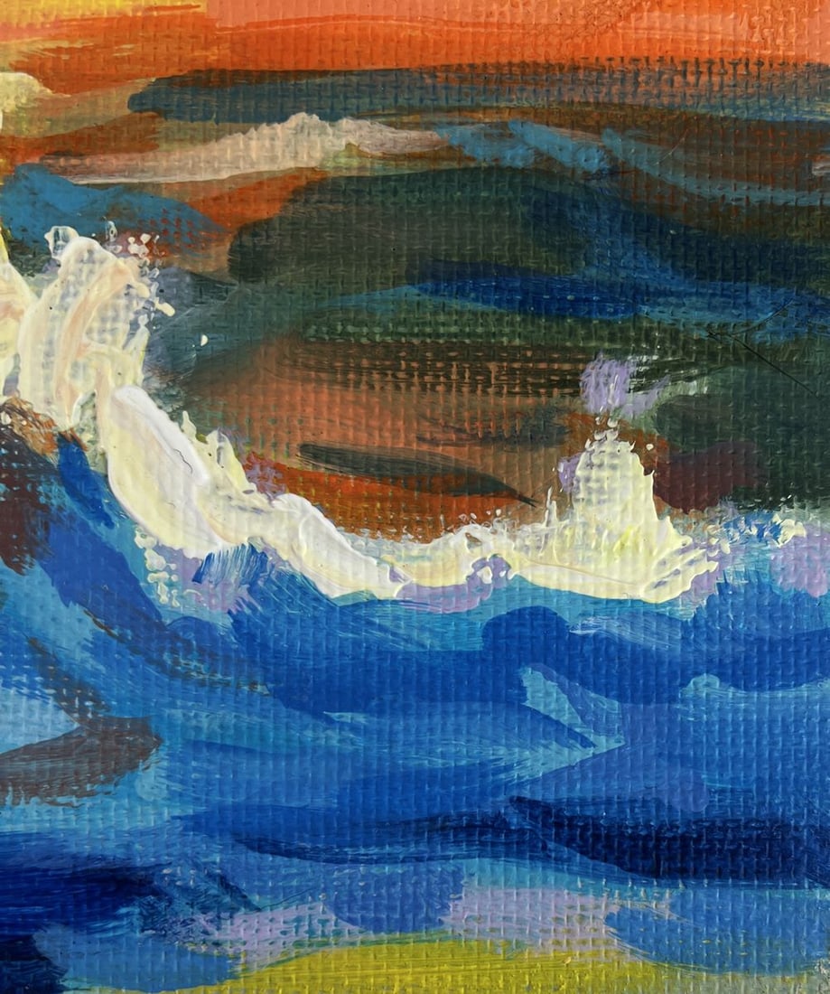 Acrylic painting Yellow sunset at sea Mykhailo Patskan - 8