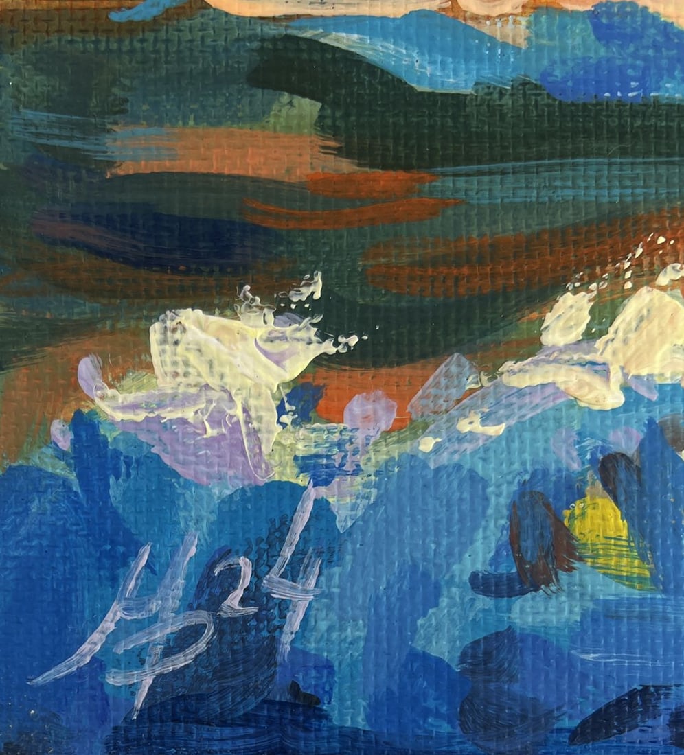 Acrylic painting Yellow sunset at sea Mykhailo Patskan - 9