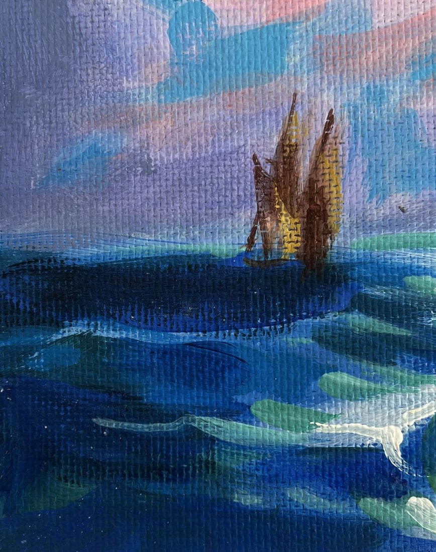 Acrylic painting Moonlit Night at Sea Mykhailo Patskan - 7