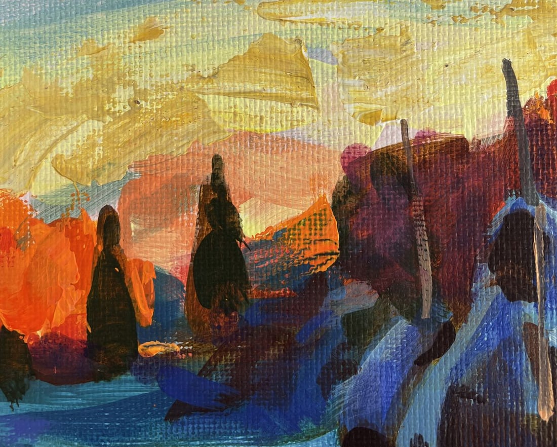 Acrylic painting Haystacks near the autumn forest Mykhailo Patskan - 5