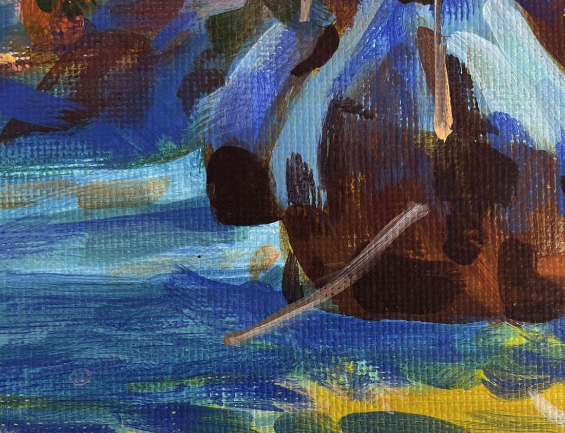 Acrylic painting Haystacks near the autumn forest Mykhailo Patskan - 7