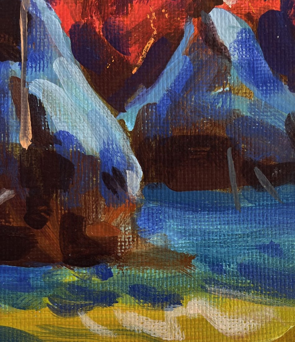 Acrylic painting Haystacks near the autumn forest Mykhailo Patskan - 8